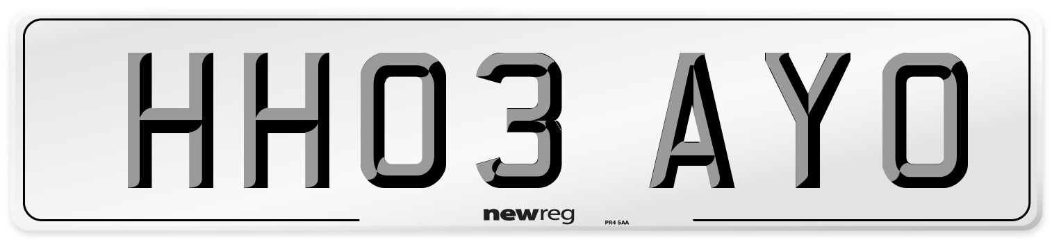 HH03 AYO Number Plate from New Reg